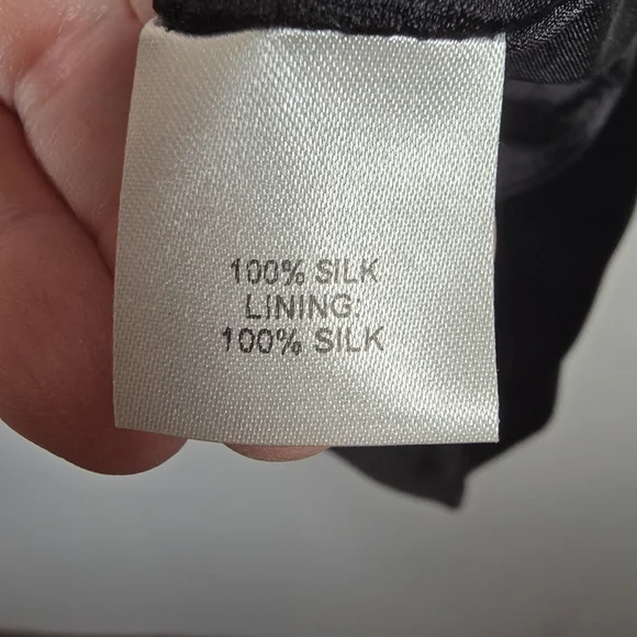 Michelle Mason Wide-Neck Faux Wrap Mini Dress In Black 100% Silk Deep V Neck 6 - Picture 11 of 14